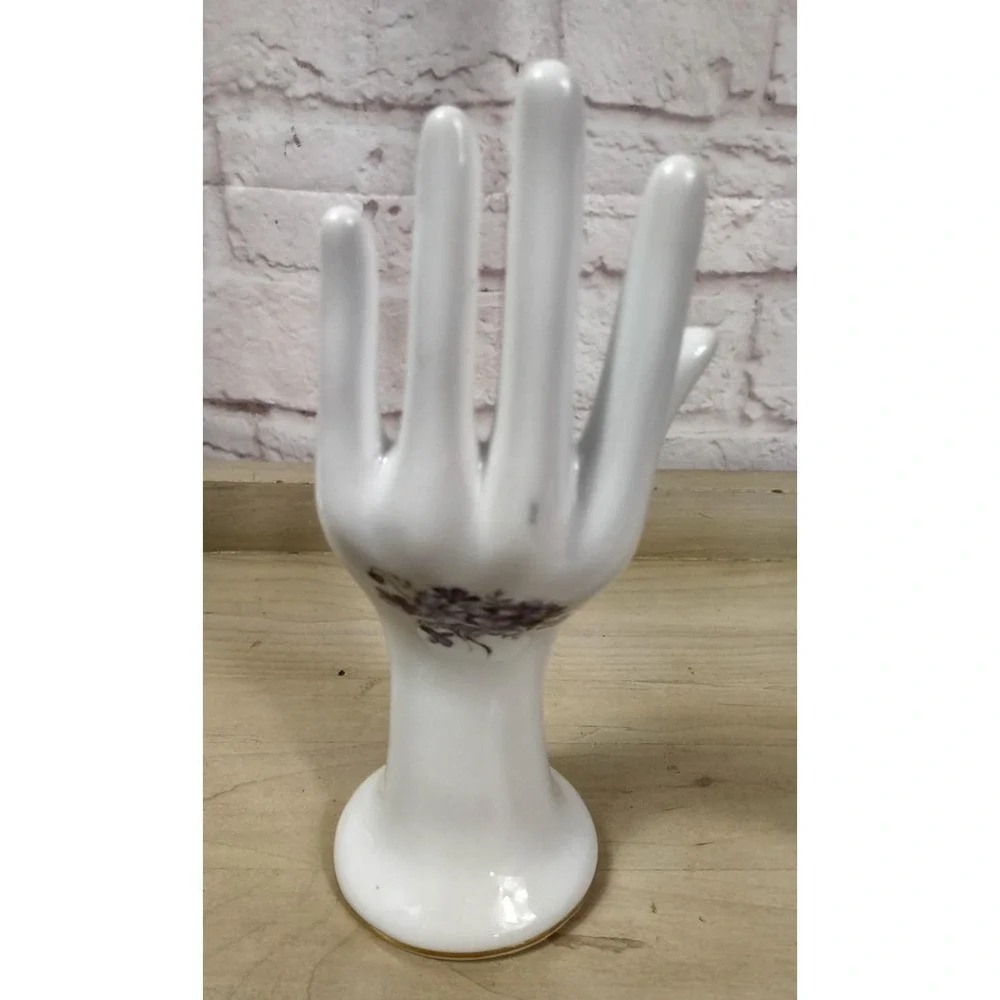 Vintage Formalities Porcelain Ring Holder Hand By Baum Bros Violet Flowers